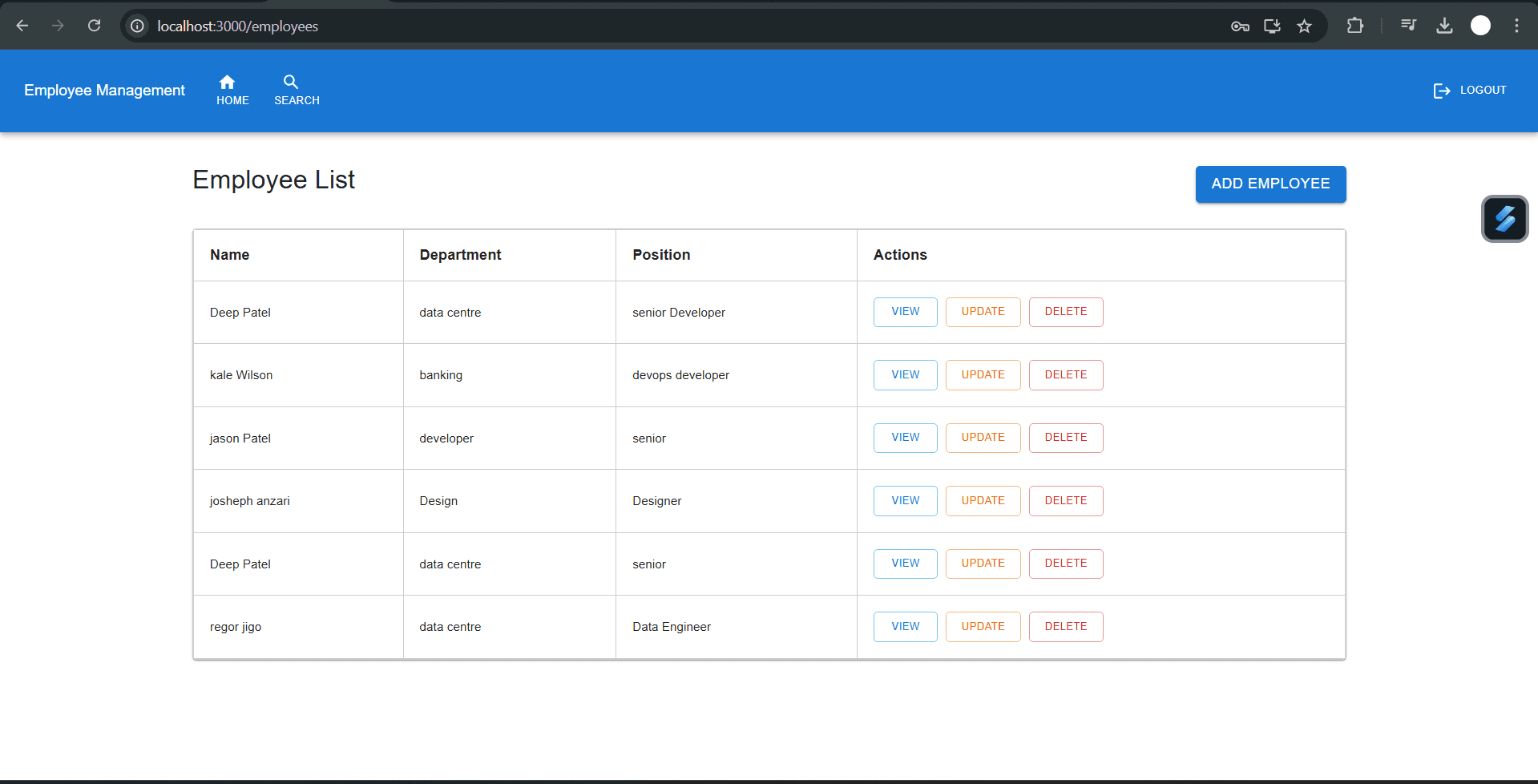 Employee Management Web App